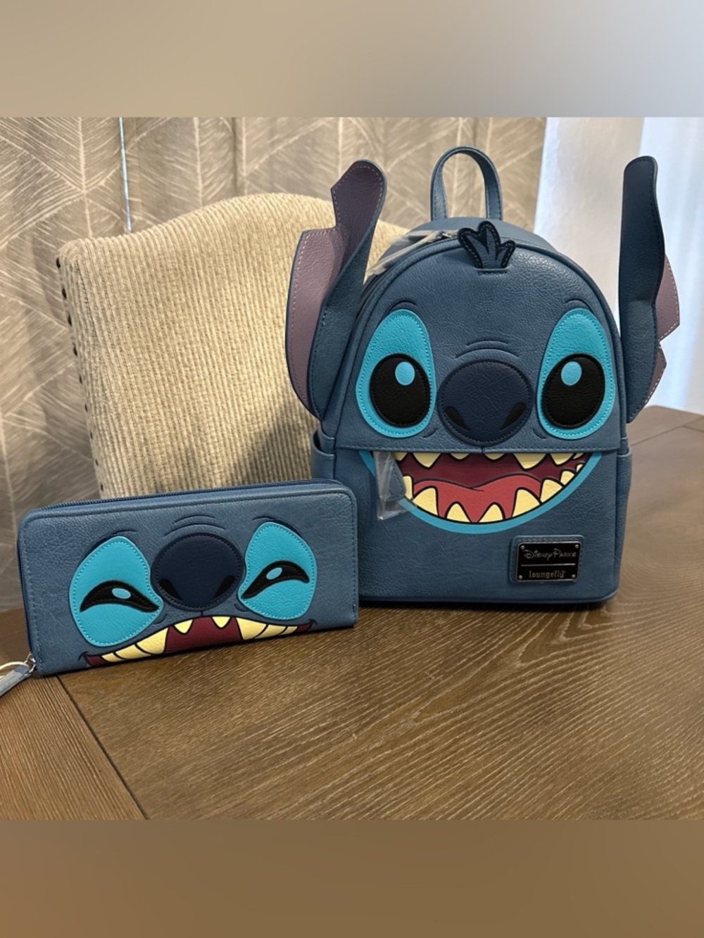 NWT Disney Parks Stitch Loungefly Backpack‎ Faux Leather With Matching Wallet